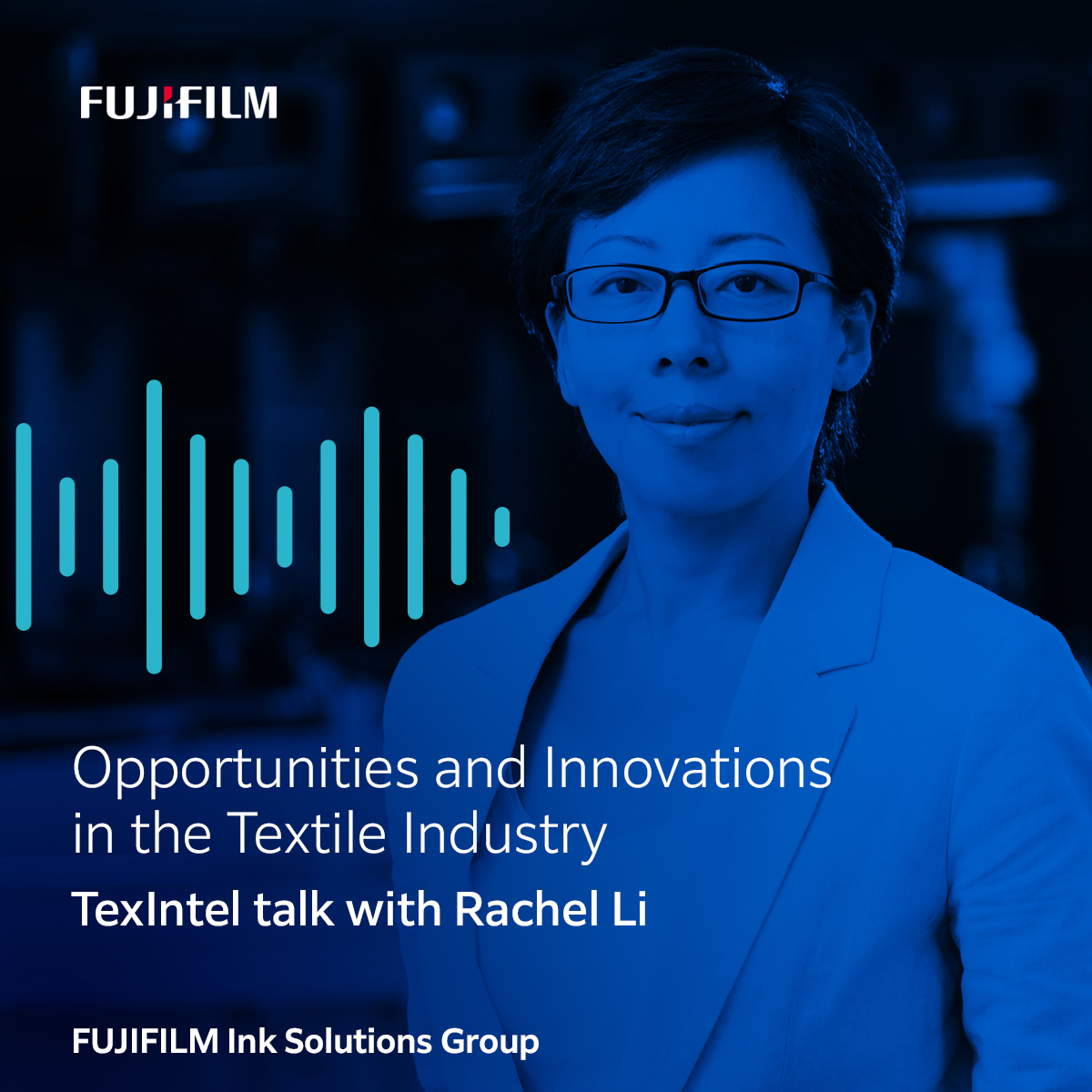 FujifilmInk's tweet photo. Rachel Li joined the @TexIntel podcast to discuss opportunities and innovation in the #textile industry, and shares her vision for more sustainable #printing enabled by #inkjet ink technologies. Find out more: https://t.co/cJHqJr9lEP
#digitalprinting #textileinks #textileprinting https://t.co/EeyvPgAVv2