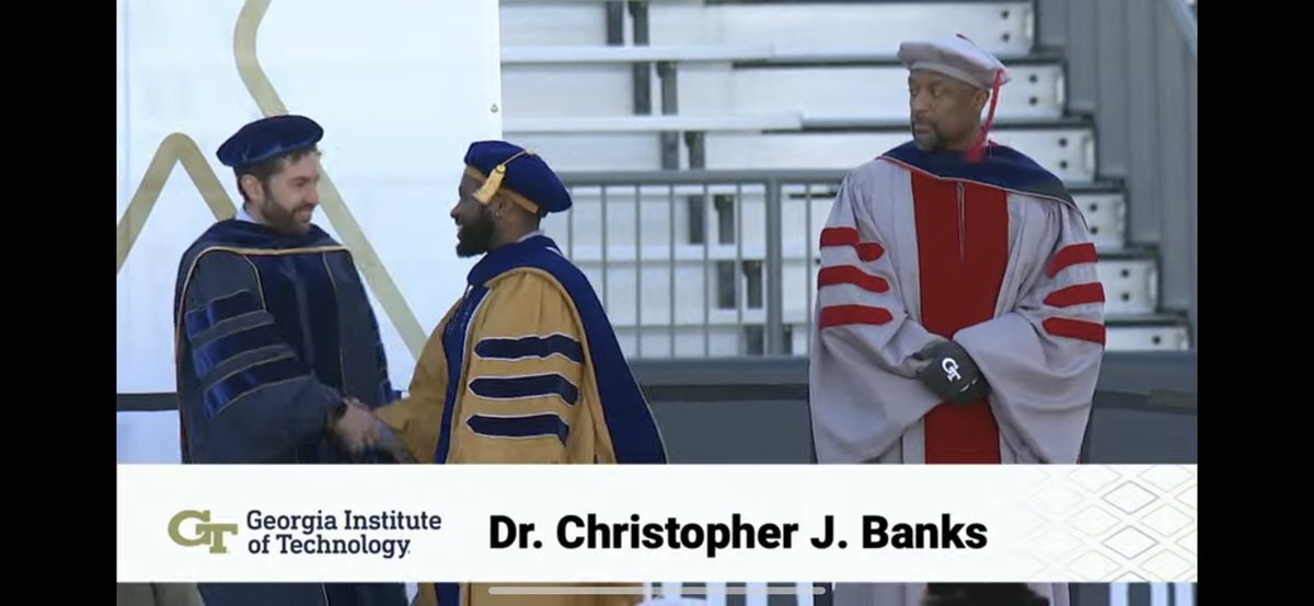 scoogan3's tweet photo. Congrats to Dr. Chris Banks, who was hooded today during the @GeorgiaTech Doctoral Commencement Ceremonies! Co-advised by myself and @UCIEngineerDean Magnus Egerstedt!   @chrisjabanks https://t.co/zZtfwSrFIw