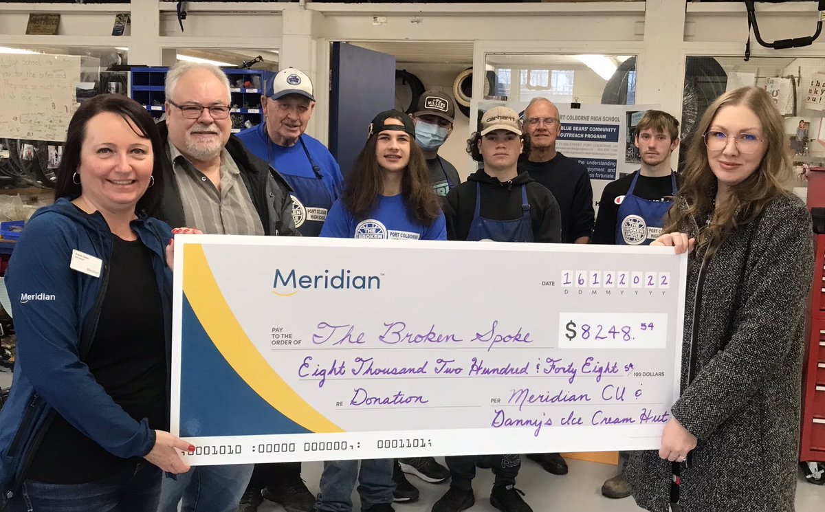 A huge boost to our program compliments of Danny’s Ice Cream and <a href="/MeridianCU/">Meridian CU</a>.   The impact of these funds will help thousands of people in need to keep rolling!