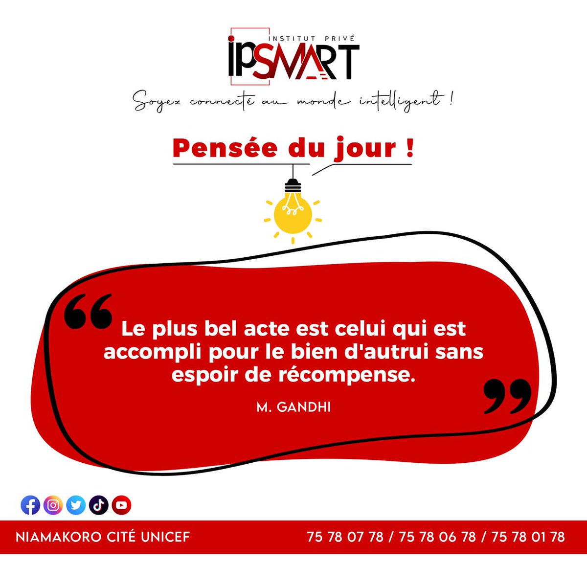 Ipsmart_ml's tweet photo. Hello les #Smart, aujourd’hui, c’est lundi.

Et chaque lundi, c’est la pensée du jour pour débuter la semaine en beauté.

#Penséedujour
#WeareSmart
#IPSMART https://t.co/I9GvVtp88x