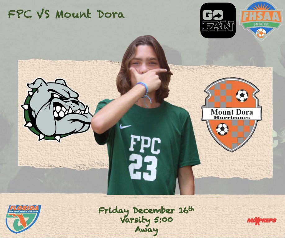An early kickoff !! 

🆚 Mount Dora 
🕢  Varsity 5:00 
📍 24809 Wallick Rd
Sorrento, FL  32776
United States 
🎟️ Tickets at Gate 

Boys will need to bounce back from their defeat to CC with an early away trip to Mount Dora 

#GoBulldogs | #BulldogPride
