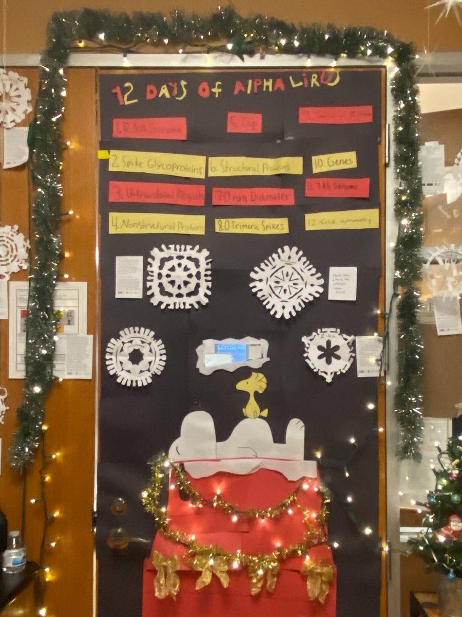 We started to get into the holiday spirit with our door decorating contest! All our entries incorporated the lab's research and it was a tough competition. We are pleased to share the <a href="/hardy_lab/">Hardy Lab</a> won this year with the 12 days of alphavirus!!