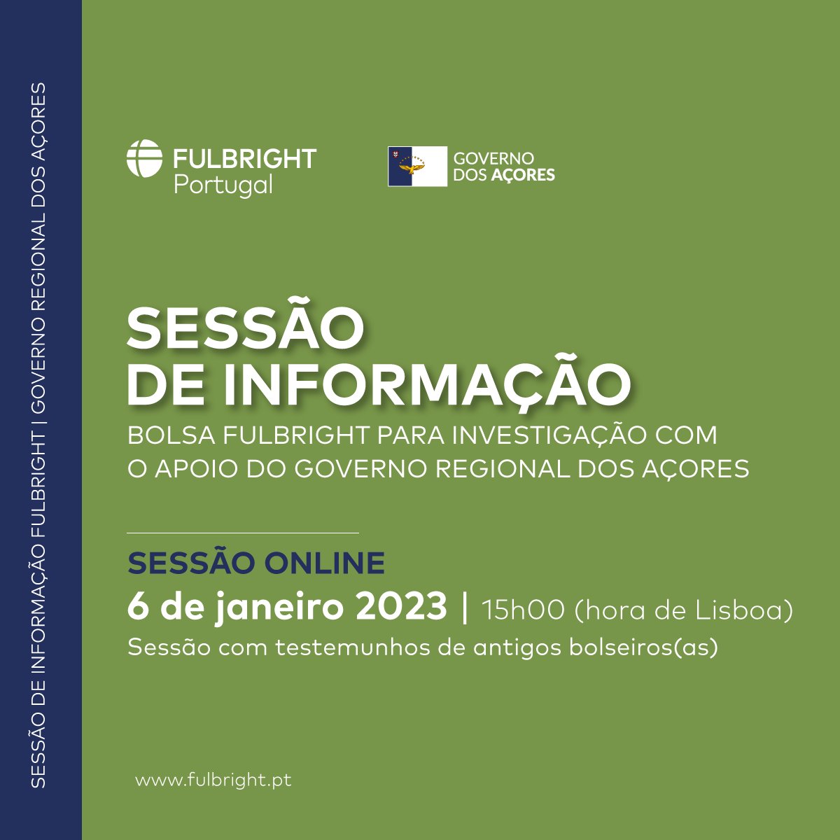 FRCTAzores's tweet photo. 📣 Saiba mais sobre o concurso Bolsas Fulbright para Investigação com o apoio do Governo Regional dos Açores

A @Fulbright_PT e o @FRCTAzores organizarão uma sessão de esclarecimentos online!

📅 06/01/2023 ⌚14:00 — 16:00 (AZOT)

Participa 🤩 👇
https://t.co/5tvvS5Ivkv https://t.co/Ow3EArwqUj