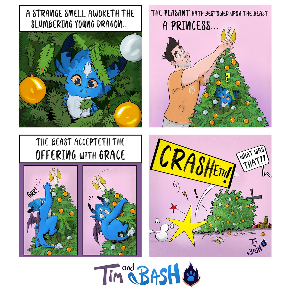 TimandBash's tweet photo. This is Bash's first Christmas and he's still getting to grips with the new traditions...π€£
Tim and Bash Comic Issue #4!π₯
Check out our website for moreπ
https://t.co/uU5FFbmOqf
#timandbash #bashthedragon #funny #comic #animationart #cartoon #animation #pet #dragon #christmas https://t.co/Ndi0iCkVWD