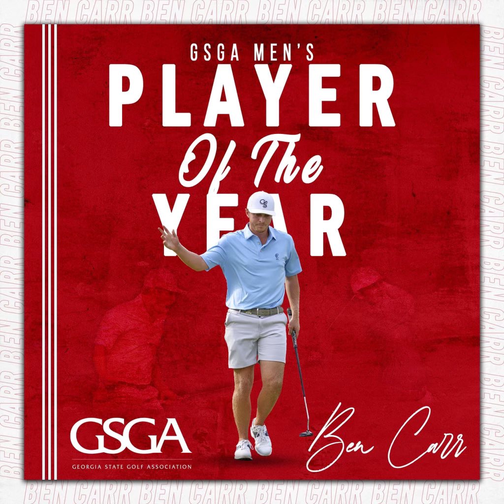 GaSouthernGolf's tweet photo. Big congratulations to current Eagle Ben Carr on winning Georgia State Golf Association Men’s Player of the Year‼️‼️

Way to go, @bencarr__  👏👏👏

#GATA | #HailSouthern https://t.co/ma3YknIyO2