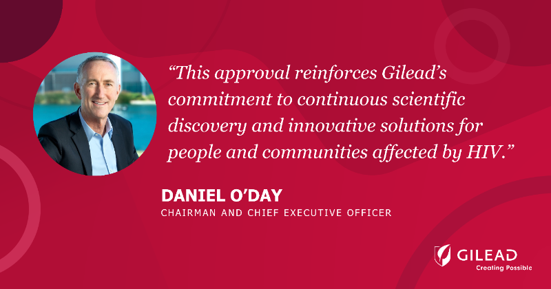 GileadSciences's tweet photo. Today, the U.S. FDA approved our first-in-class #HIV treatment option administered twice-yearly for people with limited therapy choices. https://t.co/FHnFj2xNk9 https://t.co/sH2NF1zLav