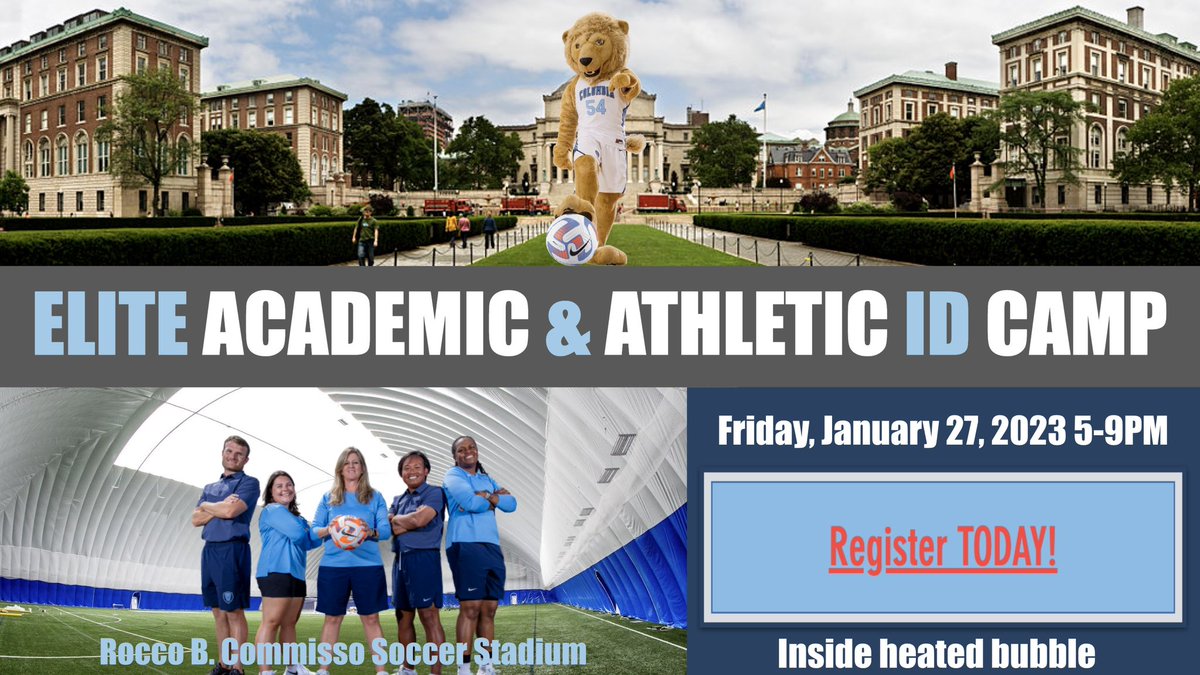 Join the Columbia Soccer staff for our upcoming ID Camp inside our heated bubble 1.27.23. For more click nycsocceracademy.com/women-s-id-cam… #RoarLionRoar 🦁⚽️🗽