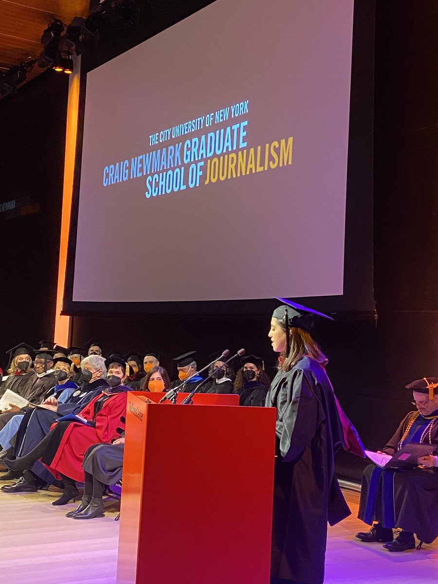 The @newmarkjschool class of 2022 class speaker @MollyBoigon. “Our program taught us to not give up who we are to be good journalists” #futureofjournalism #