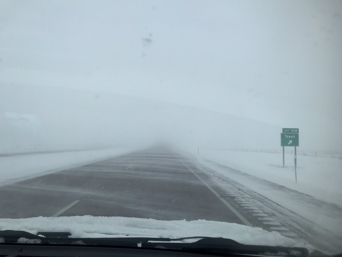 Blowing snow on I-29 by Trent exit