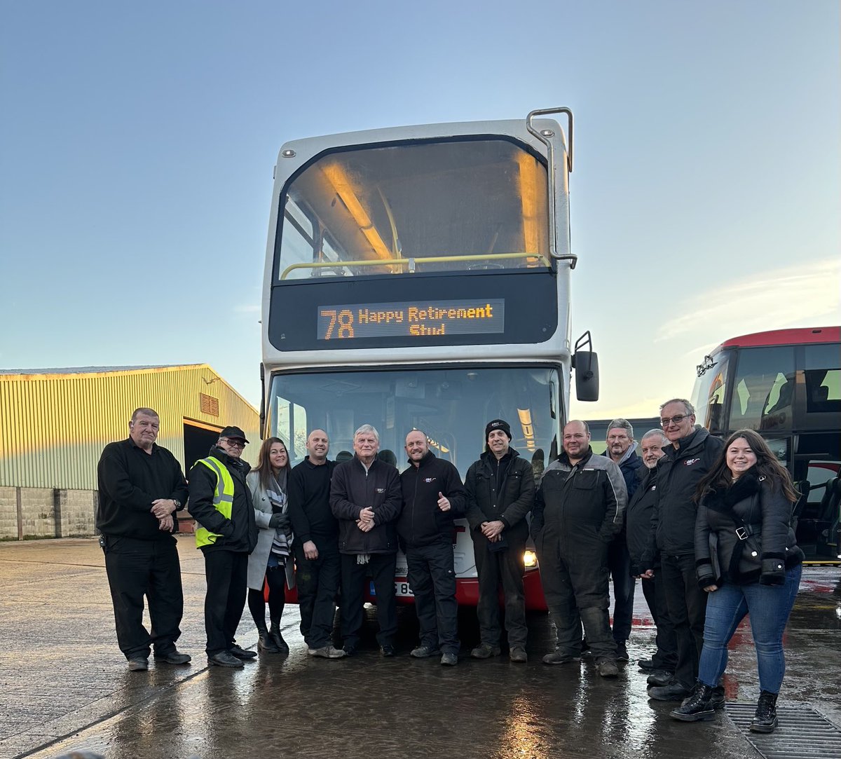 orbitcoachesltd's tweet photo. We wish Stud a well deserved retirement. We will miss you chip… #retirement #topman #lovedbyall 😊#orbitfamily #orbitcoaches https://t.co/c7agze6dAs