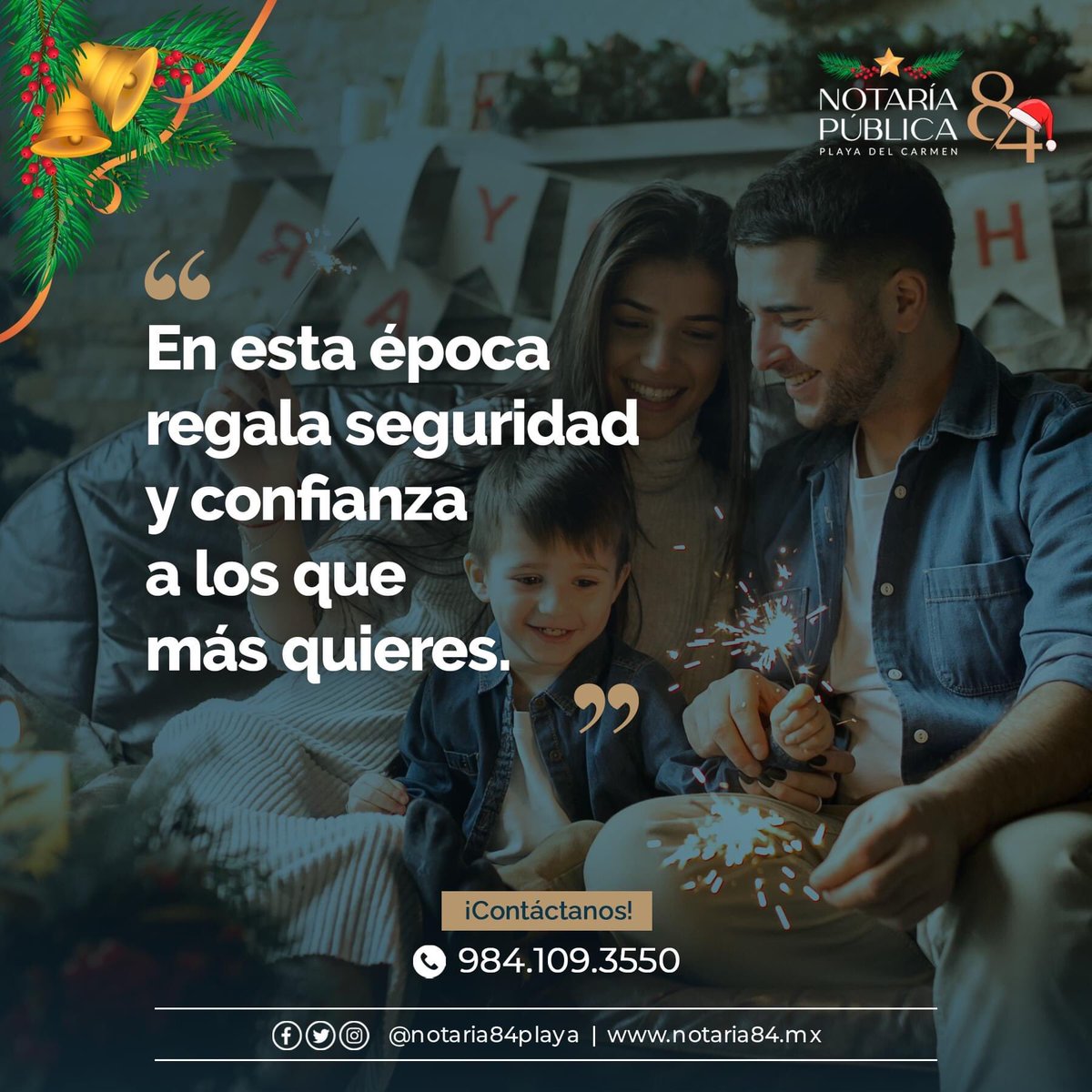 notaria84playa's tweet photo. En esta época navideña, regala seguridad y confianza a quienes más amas 🎄🎁

Te acompañamos en cada uno de tus tramites notariales.

Ponte en contacto con nuestros profesionales:

Oficina: 984 109 3550
WhatsApp: 983 107 5624
https://t.co/C4EPWMnB4C

#Notaria84 #PlayaDelCarmen https://t.co/Pg4QDQACAA