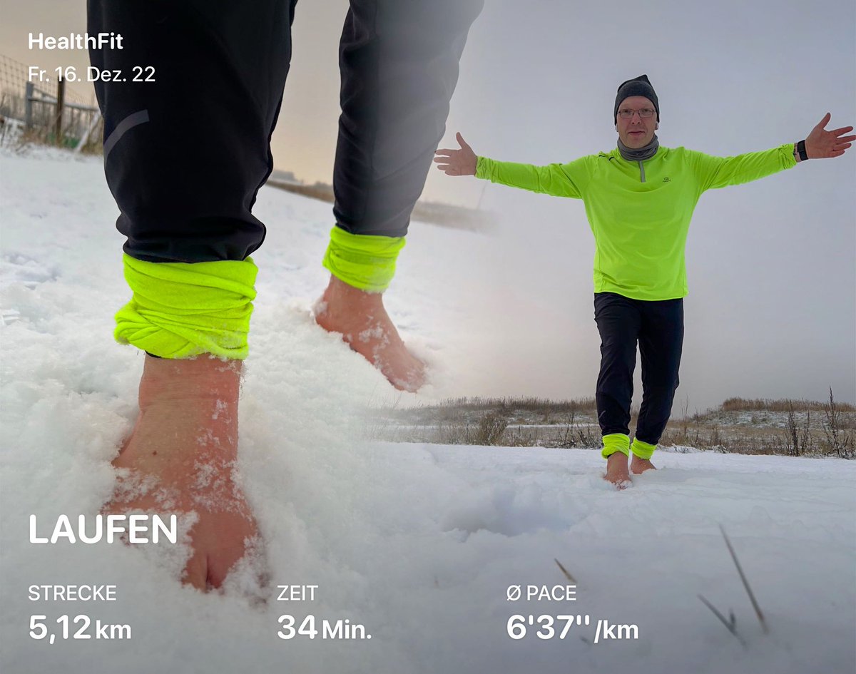 Barfußlaufrunde im Schnee #barefoot #runnerrunner #run #laufenmachtglücklich #nordsee #wangerland #lauftreffgehzeitenjever #laufen #runner