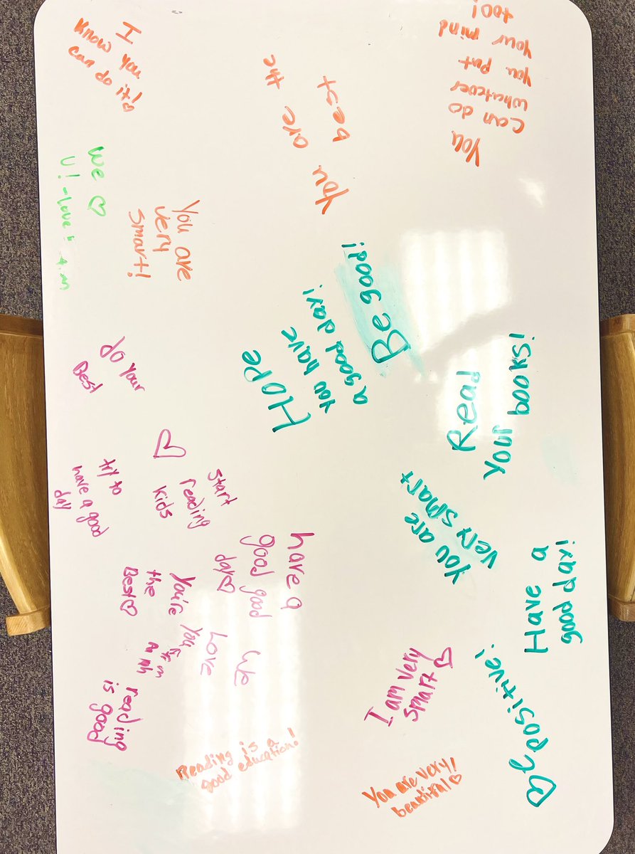 NWETigers's tweet photo. Can we talk about the beautiful and affirming messages one of our 4th grade classes chose to leave on our media center dry erase tables for the younger groups who would enter later in the day?! If this doesn’t make your heart grow three sizes bigger… 🐯💗 https://t.co/tOEinhCOJJ