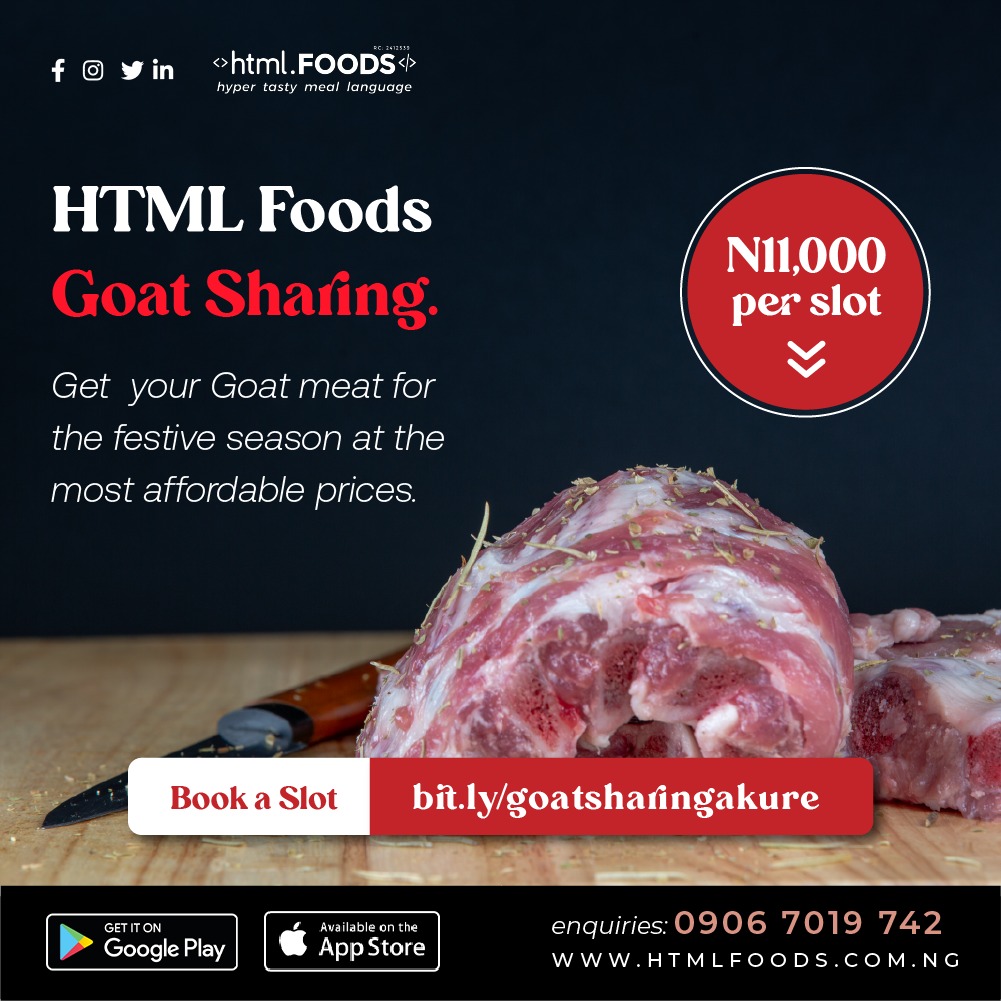htmlfoods's tweet photo. HTML FOODS Goat Sharing
-
11,000 NGN per Slot.
Book here 👇🏾
https://t.co/DWqNvLGy9E
#htmlfoods #goatsharing #htmlfoodcommunity https://t.co/fWajcnUAKc