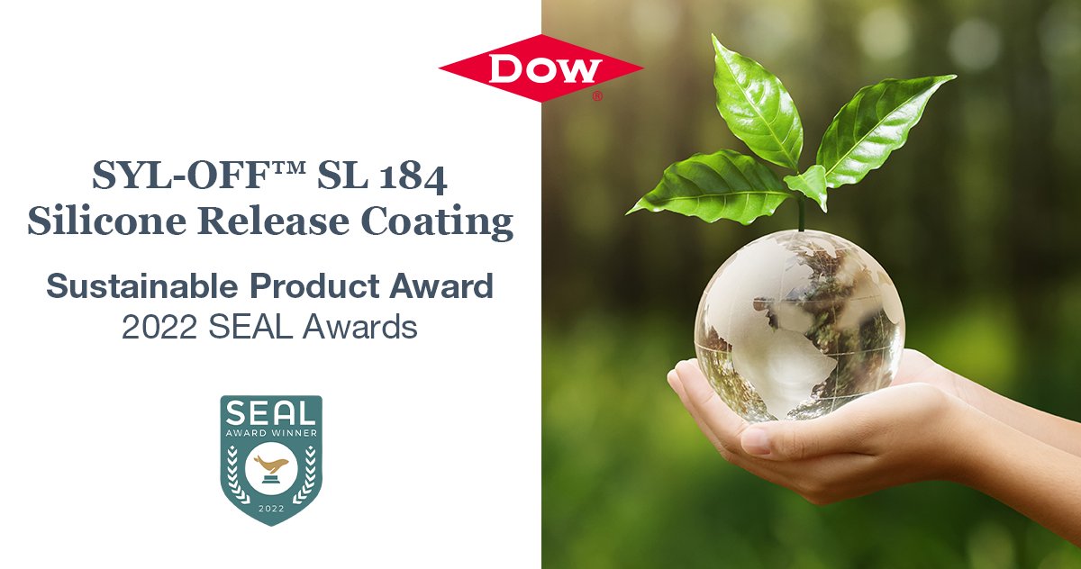 DowSiOff's tweet photo. Big news! Our SYL-OFF SL 184 release coating has officially been awarded a 2022 SEAL Business Sustainability Award for its reduced waste generation and anti-misting properties. 

Find out more about this silicone technology below!
https://t.co/MRwqa75Npx https://t.co/7UPgMpDmC6