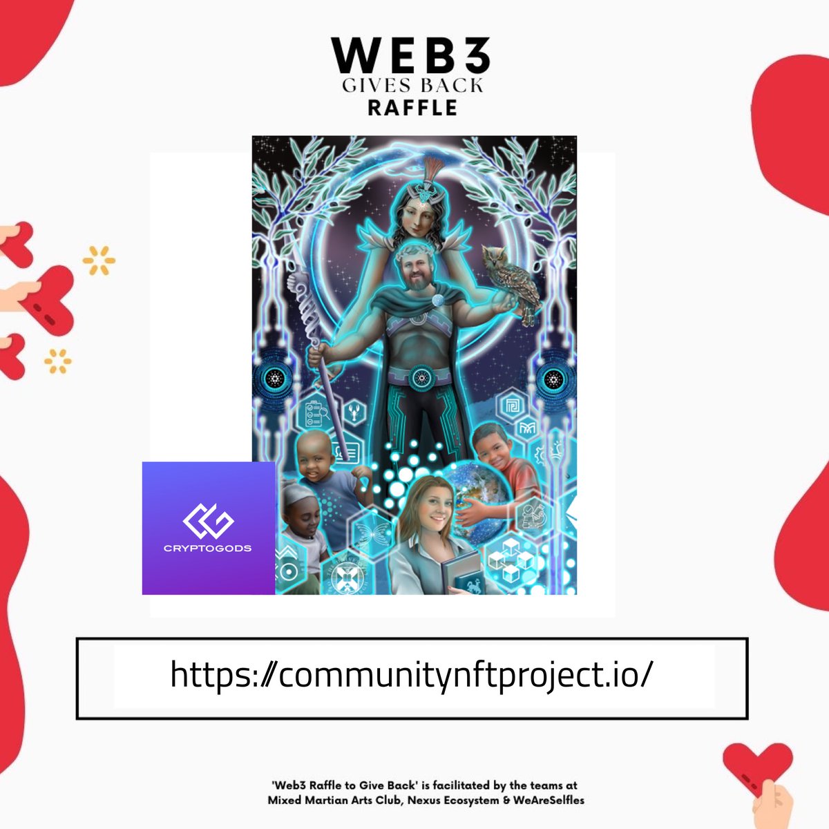 CryptogodNFTs's tweet photo. Web3GivesBack raffle is live!!! 

**Raid this tweet and grab your ticket(s)!**
https://t.co/DazOQPIwvs https://t.co/BamVinbe0N