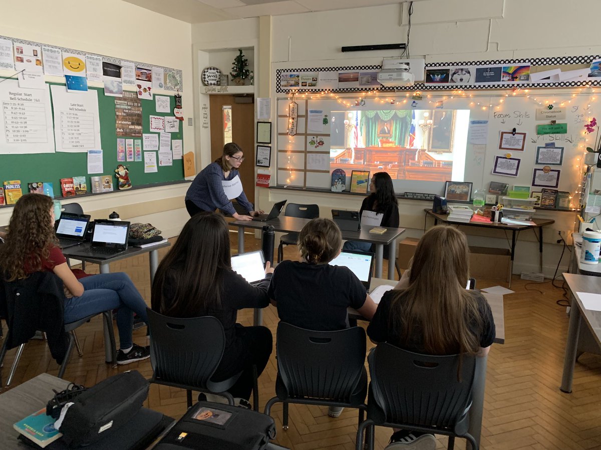 mrs_jkelly's tweet photo. Room 211 transformed from classroom to courtroom today for our Of Mice and Men trial.  Stay tuned for the verdict next week! #Classof2023 #BeEvergreen https://t.co/L6WivAEU9K