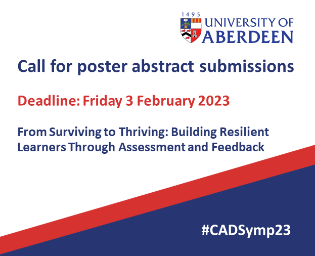 AbdnCAD's tweet photo. We're now accepting poster proposals for the Annual Academic Development Symposium 2023. To submit, please provide a title and brief abstract of up to 100 words, indicating how your poster relates to the symposium theme. Deadline: 3 Feb 2023. #CADSymp2023➡️https://t.co/NTESNa8iyK https://t.co/7KkTuouCOP