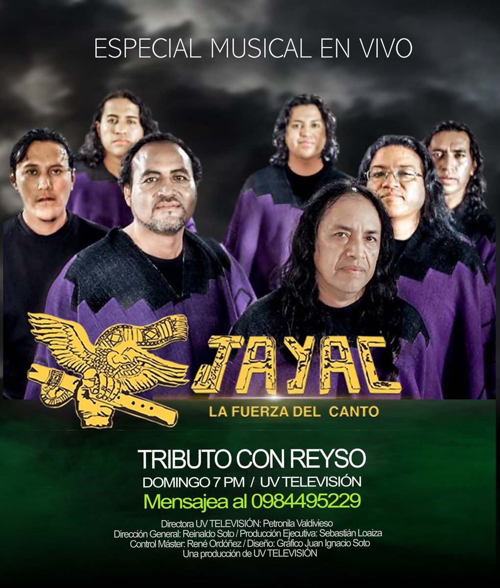 ReysoOcon's tweet photo. 🎺🎷Domingo 18 de diciembre de 2022
El especial musical de JAYAC
Homenaje por el fallecimiento de su fundador
Jaime Díaz
por UV Televisión / 19:00
Mensajea al 0984495229
#TributoConReyso #canaluvtelevision
#Jayac JAYAC Ecuador Jayac Quito Ecuador https://t.co/pXVe0BDc7J
