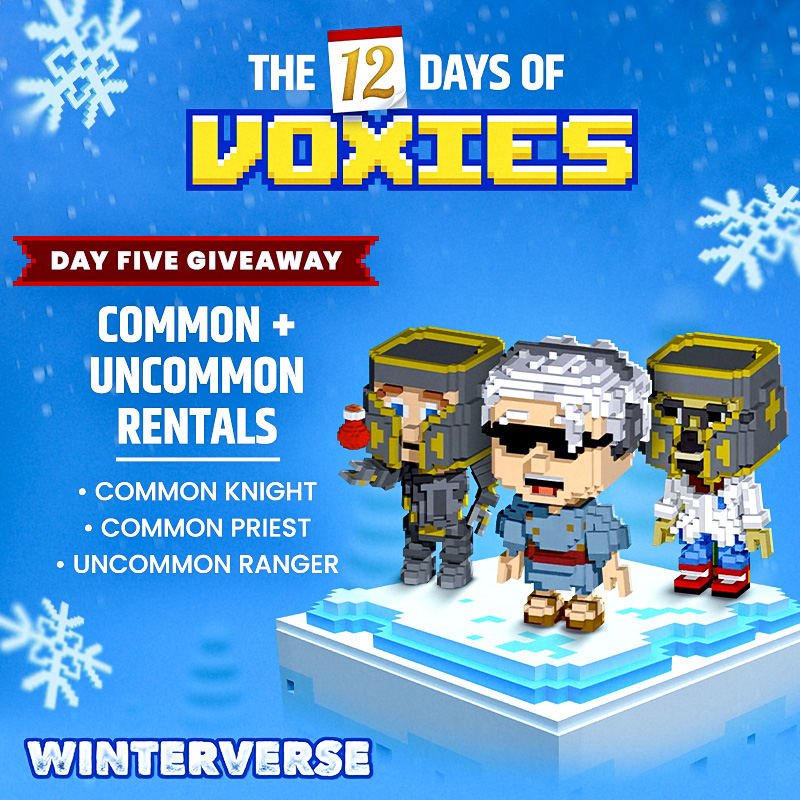 The Winter workshop has been working hard for this one! So today, we’re giving away a FULL common/uncommon RENTAL team for you to use in the next Season of Voxie Tactics! 

To enter:
Follow <a href="/VoxiesNFT/">VoxiesNFT</a>
RT the tweet
Tag 2 friends and use #12DaysofVoxies