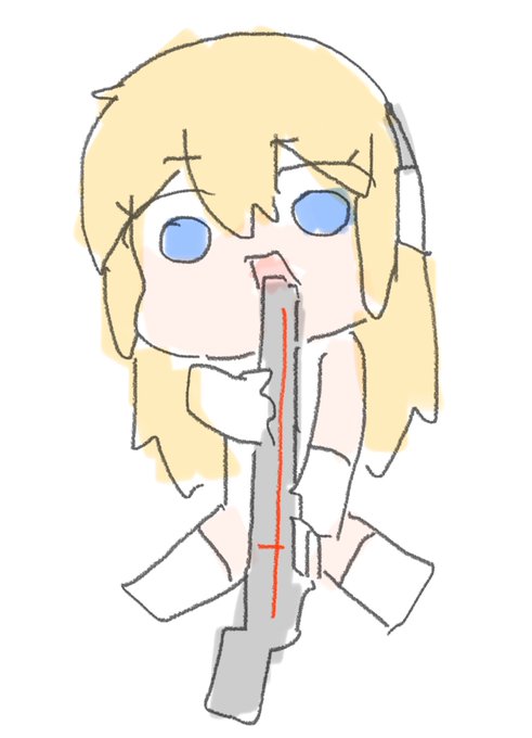 子どもが口に入れても大丈夫なようにお友達の武装のメンテナンスをしてあげるアーンヴァルちゃん 