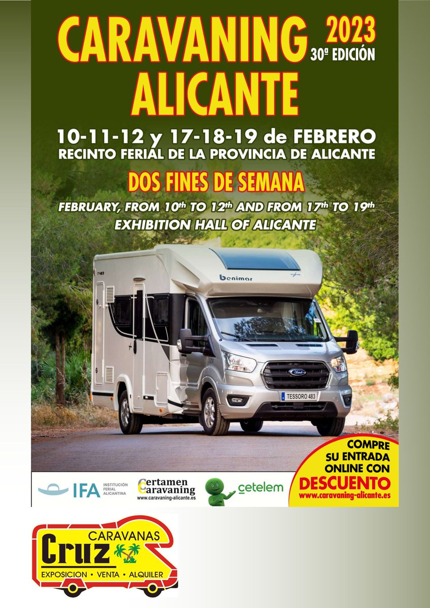caravanascruz's tweet photo. Buenas noticias!!
Caravaning Alicante vuelve! Os compartimos el cartel de la próxima edición. Para más info: 
https://t.co/tdoWJJO6tY https://t.co/49Ik5DtPOH