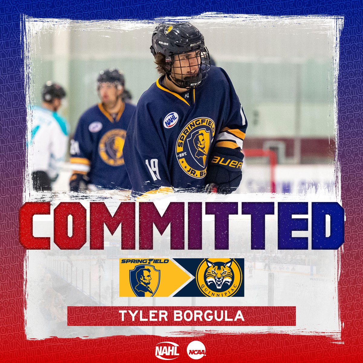 #NAHL Commitment Alert: <a href="/Jr_Blues/">Springfield Jr. Blues</a> forward Tyler Borgula <a href="/TylerBorgula/">Tyler Borgula</a> has committed to play NCAA Division I hockey for <a href="/QU_MIH/">Quinnipiac Men's Ice Hockey</a> in <a href="/ecachockey/">ECAC Hockey</a> nahl.com/news/story.cfm…