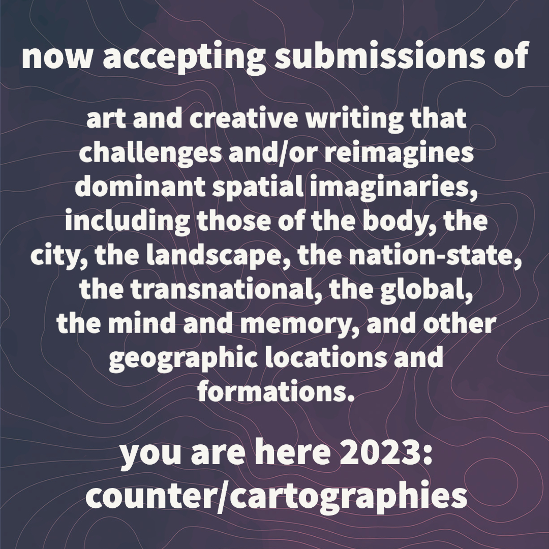Eden Kinkaid (they/them) (@queergeog) on Twitter photo send us maps that lead to other worlds! check out the call for subs for counter/cartographies, this year's issue of <a href="/YouAreHereUA/">YouAreHere</a>. We're a creative geog journal publishing work of all genres at the intersection of geog & the arts. Read the call at bit.ly/3uWsRKt send us maps that lead to other worlds! check out the call for subs for counter/cartographies, this year's issue of <a href="/YouAreHereUA/">YouAreHere</a>. We're a creative geog journal publishing work of all genres at the intersection of geog & the arts. Read the call at bit.ly/3uWsRKt