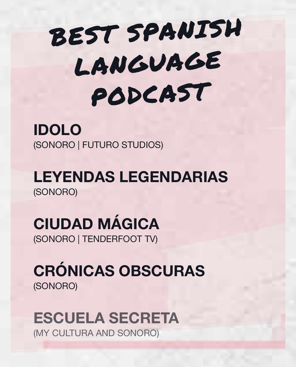 2 nominaciones para mejor podcast en español de @iHeartRadio Gracias al apoyo de esta comunidad que se mantiene macabroza, mágica y curiosa. Hail Chaos, Hail Satan y Hail a la comunidad que amamos. #PodcastOfTheYear #iHeartPodcastAwards #Leyendaslegendarias #Escuelasecreta