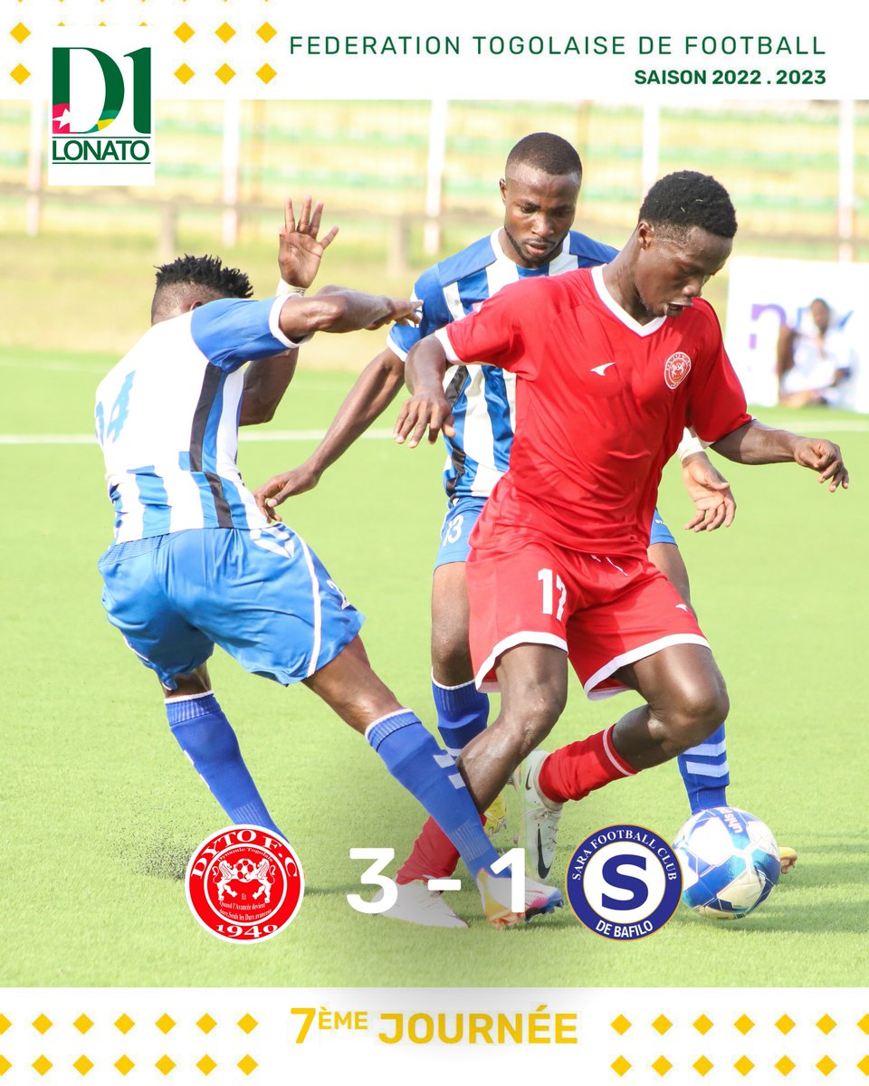 FtfTogolaise's tweet photo. 🟥#D1LONATO

#Dyto de Lomé domine 3⃣ 🆚 1⃣ #SaraFc de Bafilo en match avancé de la 7ème journée de D1 https://t.co/YUWE41vpTR