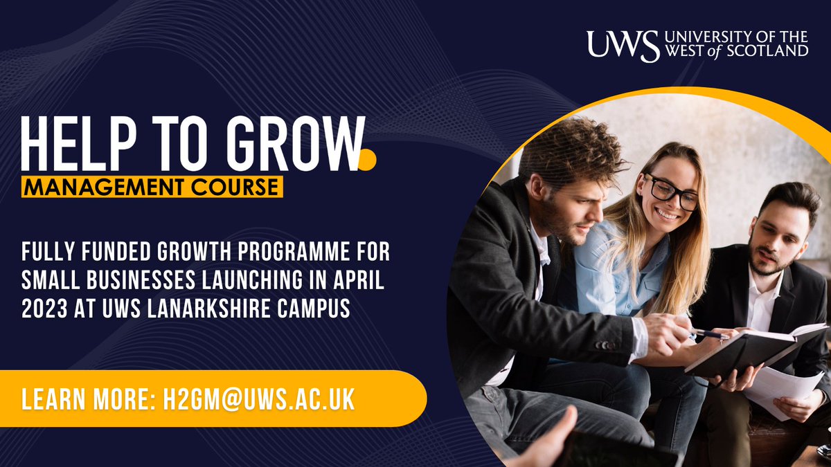 UWS_HelpToGrow's tweet photo. π’ Calling all Lanarkshire Businesses!
Ready to level up? π
Join us in April 2023 for the government-backed Help to Grow: Management programme.
Claim your funded place: https://t.co/w0Pm6LEnDl
#Motherwell #EastKilbride #Hamilton
#Rutherglen #Strathhaven #Business #SMEs https://t.co/7E5sVAVsOh