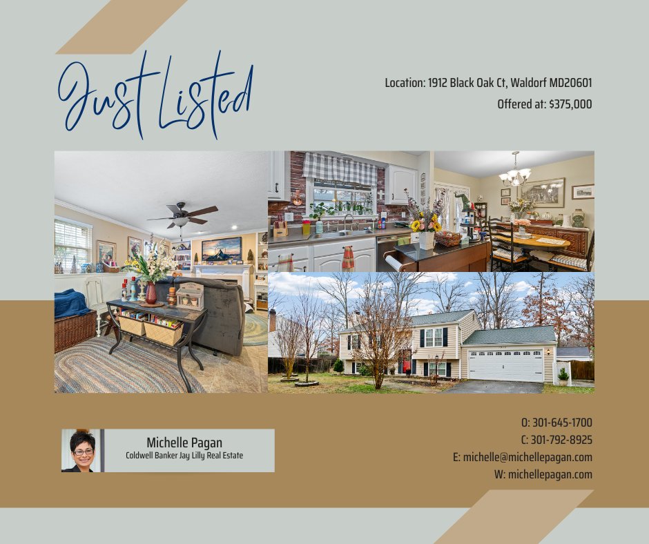 pagan_michelle's tweet photo. Just Listed For Sale!🪧
1912 Black Oak Ct Waldorf MD 20601
Warm and Inviting 5 Bedrooms, 3 Full Bathrooms
Listed by @pagan_michelle of @coldwellbanker
C: 301.792.8925 O: 301.645.1700
Click the link below to view more pictures!
https://t.co/QfQehGjpHW
#somdrealestate #waldorfmd https://t.co/ijMZKi7gVm