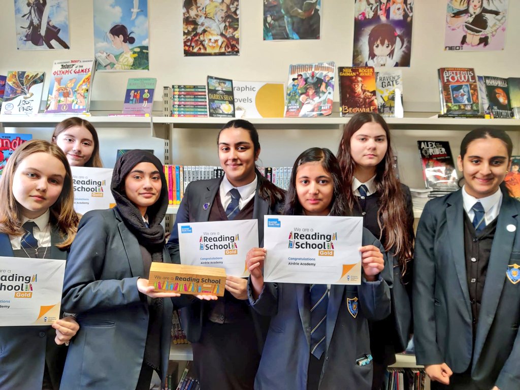 Absolutely thrilled to receive our Gold 🏆 and certificate from @scottishbktrust to recognise <a href="/AirdrieAcademy/">AirdrieAcademy</a> being the first <a href="/nlcpeople/">NorthLanCouncil</a> Secondary and 6th school in 🏴󠁧󠁢󠁳󠁣󠁴󠁿 to reach Gold! <a href="/Daily_Record/">The Daily Record</a> <a href="/ScotParl/">Scottish Parliament</a> @neilgraysnp <a href="/SchLibrarianNLC/">School Librarians NLC</a> <a href="/STVNews/">STV News</a> <a href="/AnumSNP/">Anum Qaisar</a> ⭐⭐