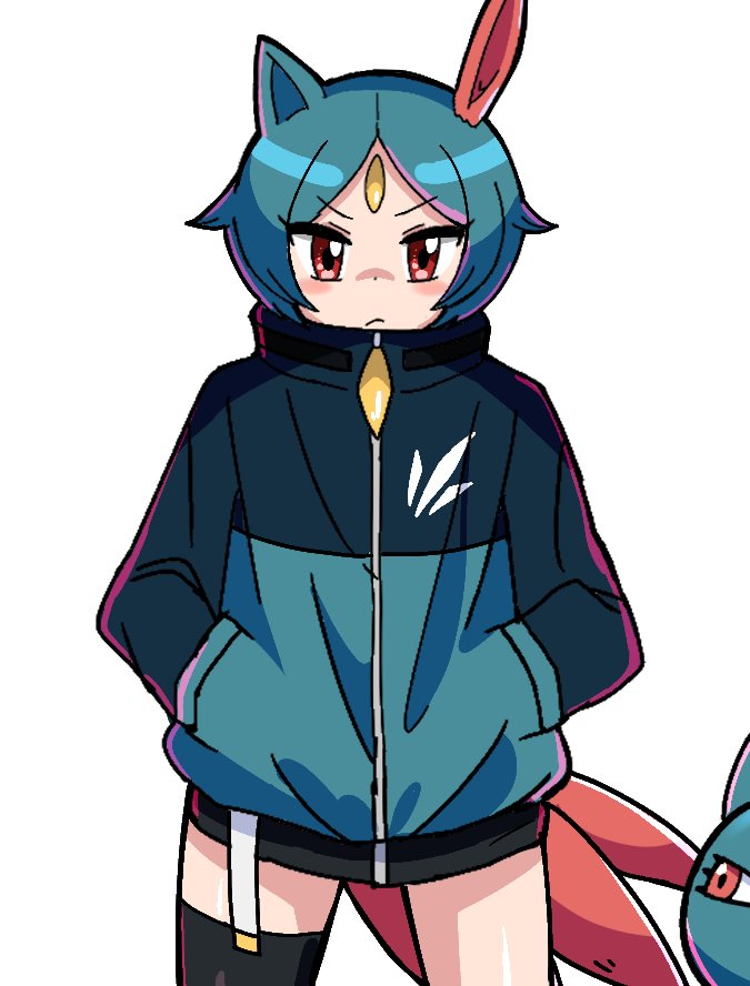 pokemon (creature) 1girl hands in pockets personification standing jacket animal ears  illustration images