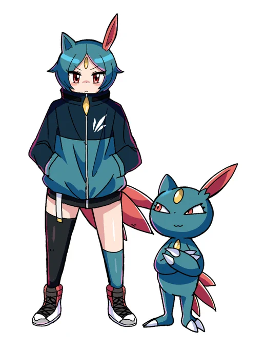 ニューラ擬人化、できました大昔デザインしたっきり放置してたやつを引っ張り出してきた #ポケ擬 