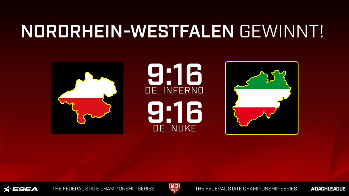 Das erste Match der #DACHLEAGUE XXIX geht mit einem Sieg für #NordrheinWestfalen aus.

GGWW! 🥳