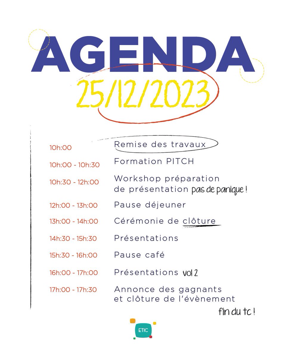 ETIC_Club's tweet photo. Le TC approche à grands pas, à cette occasion nous vous dévoilons les détails de son déroulement sur les trois jours

Réservez votre place, du 23 au 25 décembre, pour faire partie de cette expérience enrichissante !

La fermeture des inscriptions le 18 décembre faîtes vite 

#TC https://t.co/xgxdOPgAm1