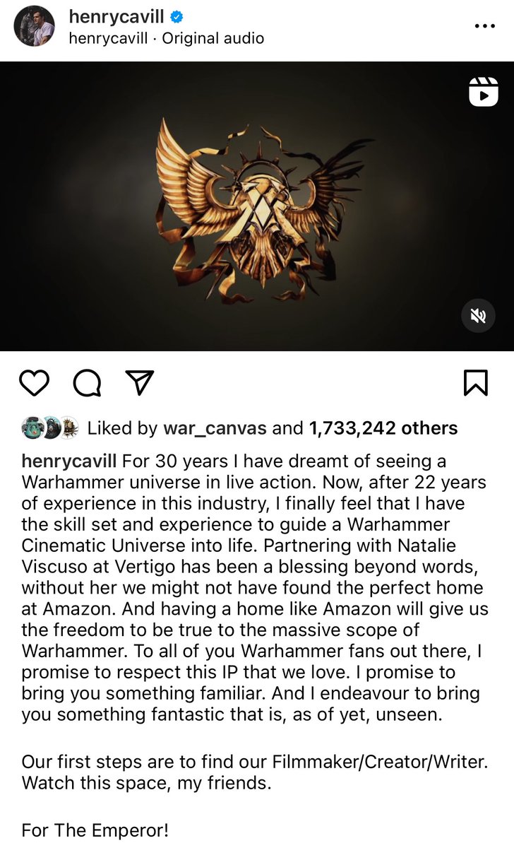 Henry Cavill you magnificent bastard!

I look forward to watching #warhammer40k on <a href="/PrimeVideo/">Prime Video</a>