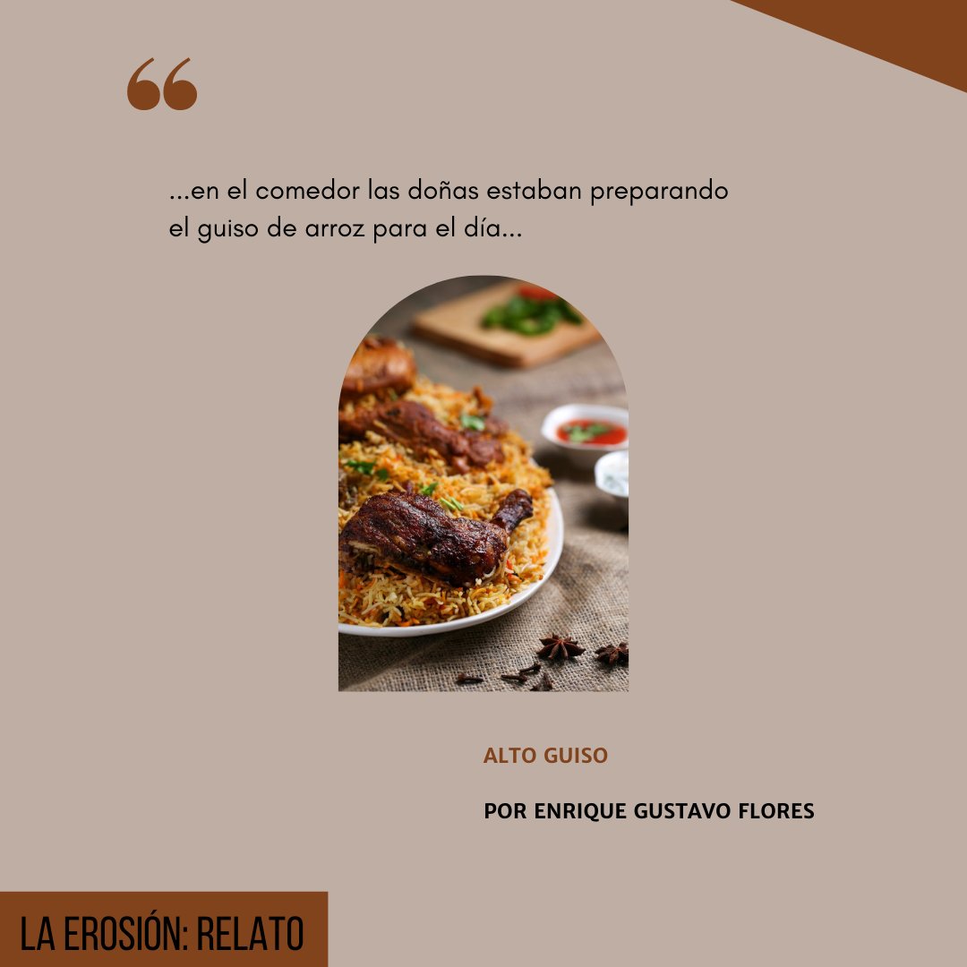 revislaerosion's tweet photo. Mención en el concurso de Aguafuertes 2022.

✍🏻"Alto guiso", escrito por Enrique Gustavo Flores, estudiante de Lengua y Literatura (2°24).

👉🏻Link en bio. https://t.co/7PmT8pyJqC