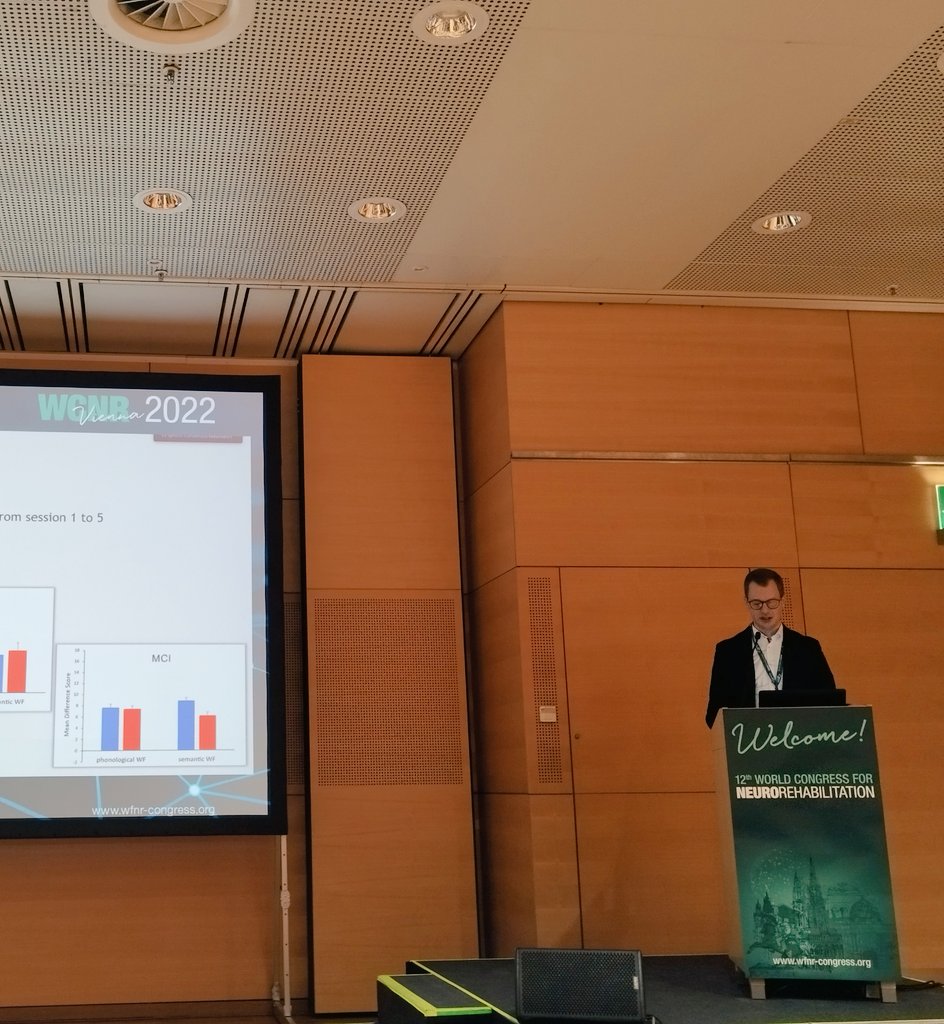 f_heimann1's tweet photo. Happy to present our study (effect of atDCS on verbal fluency and language lateralization in patients w/ MCI and healthy elderly) at the #WCNR2022 in Vienna! @wfnrcongress @WFNRehab https://t.co/cbSV509LVt