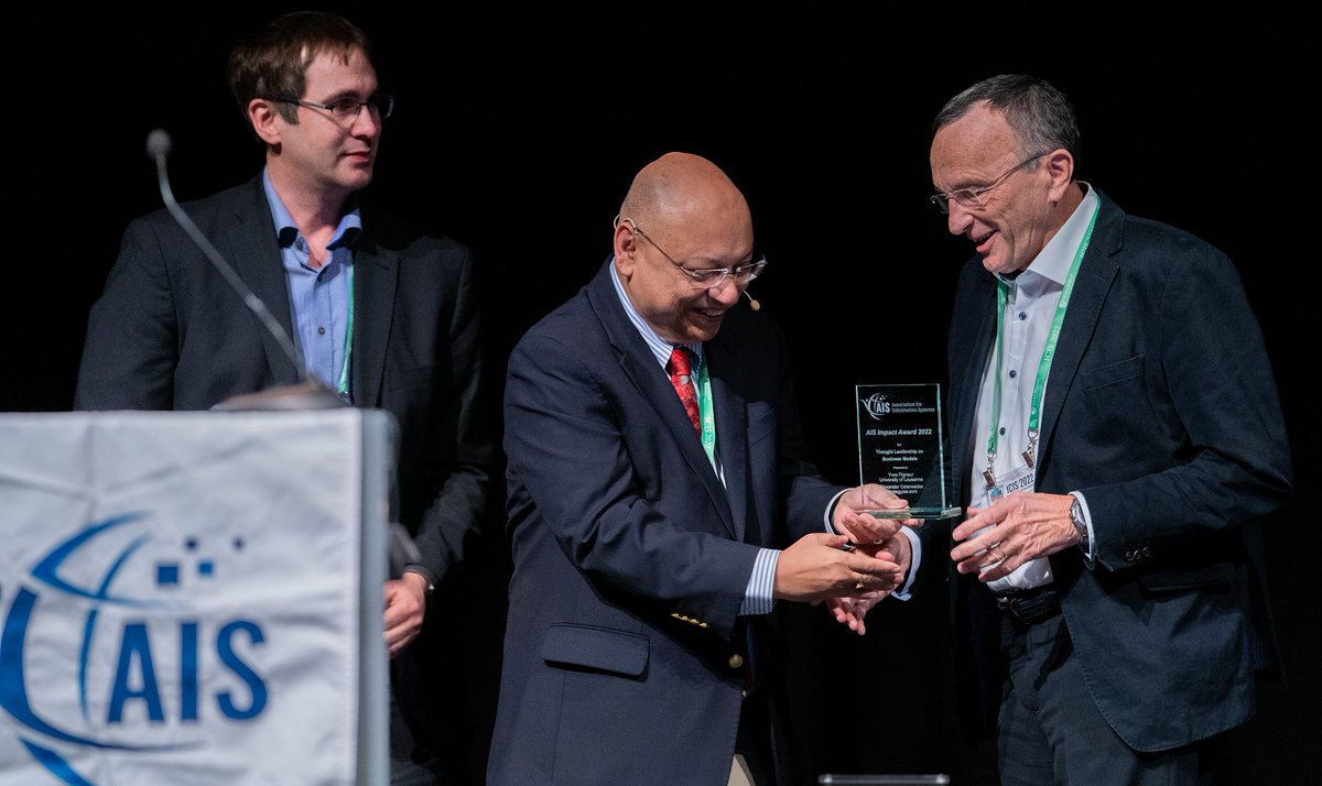 strategyzer's tweet photo. Congratulations to @ypigneur and our CEO, @AlexOsterwalder for winning the Association of Information Systems Impact Award in recognition of their Thought Leadership on Business Models. The award recognizes the impact of information systems research beyond academia. #innovation https://t.co/6R6RFjuicF