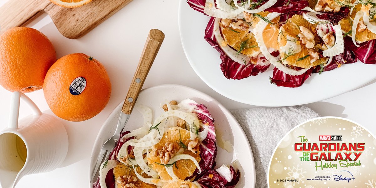 Bring the whole crew together with this Radicchio, Fennel and Orange Salad!​

Be sure to pick up Navel oranges at your local grocery store today and stream Marvel Studios’ “The Guardians of the Galaxy Holiday Special,” only on Disney+. bit.ly/3OOqRx0