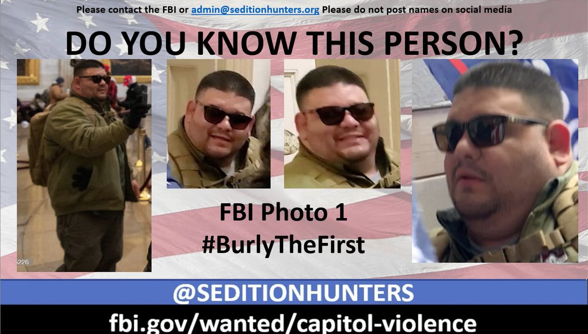 SeditionHunters's tweet photo. #BurlyTheFirst Wanted for crimes committed at the Capitol on Jan 6, 2021. Please share across all platforms. #DoYouKnow this man?? Please contact the FBI  #Jan6  #CapitolAssault #Justic4J6 https://t.co/31k4N1r5Oa  More info https://t.co/THAe9NHjHZ https://t.co/kjxIVYTNQL