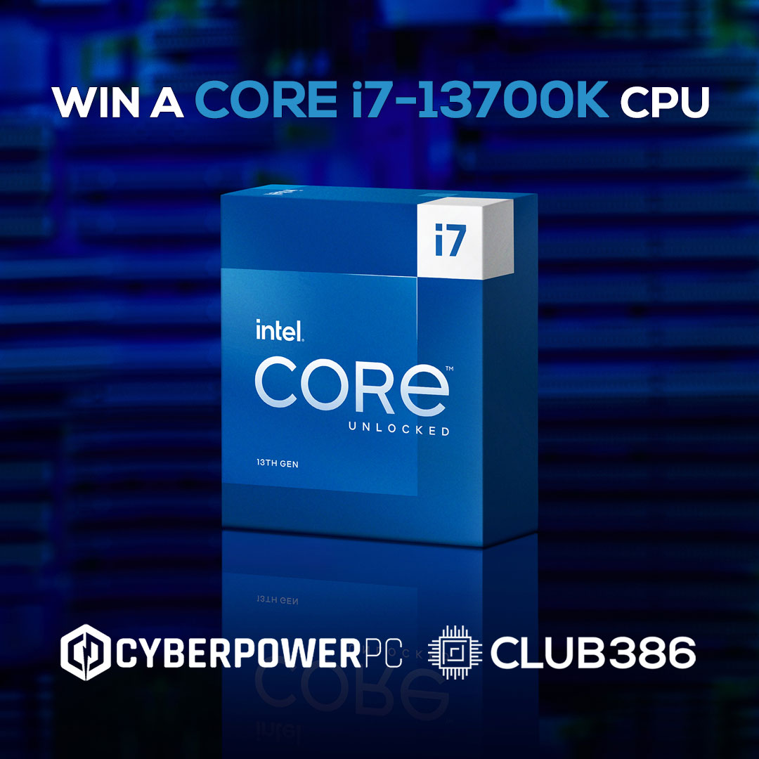 theclub386's tweet photo. Fancy a new CPU? We're giving away an epic Intel Core i7-13700K in partnership with @CyberPowerUK! 🥳

#UK 🇬🇧 and #Europe 🇪🇺 only, #competition closes 23:59 GMT 31/12.

Like, RT and claim your free entry today! 🤞 https://t.co/NeBeobgLMI https://t.co/wICxoXFnzh