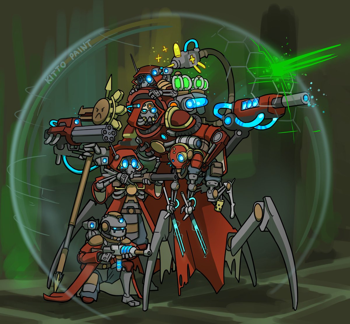 kitto_paint's tweet image. I was not drawing basically at all before this year, so this year have shown me that the only thing motivating me to draw is my skitarii propaganda.