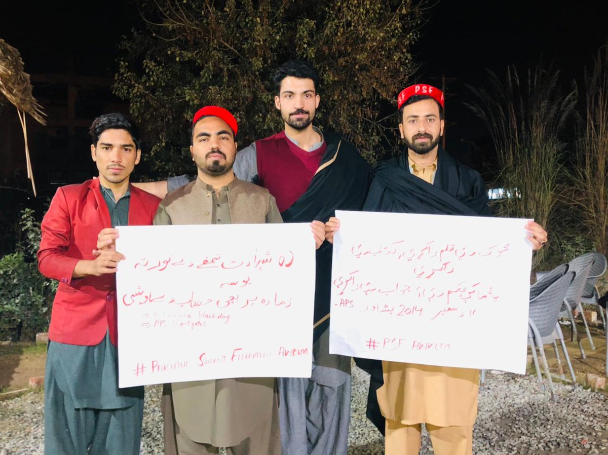 AzazKhyber's tweet photo. پختون سٹوڈنٹس فیڈریشن عبدالولی خان یونیورسٹی مردان کے زیراہتمام اے پی ایس کے معصوم شہدإ کے حق میں تعزیتی اور دعاٸیہ تقریب ایس ٹی سی میں منعقد ہوٸی. 

#PSFAWKUM
#Justice4APSMartyrs https://t.co/EyGcnq5kAA