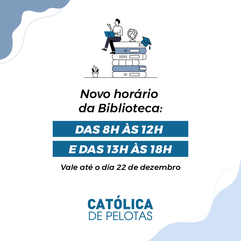 UCPel's tweet photo. Atenção, leitores! 🤓
Até o dia 22 de Dezembro, quando inicia o nosso recesso, a biblioteca irá funcionar com horário especial! ⏰
Lembrando que, aqueles que ainda estão com livros emprestados, é necessário que sejam entregues o quanto antes! 😉
#ucpel
#pelotas https://t.co/lJsnoyBNXR