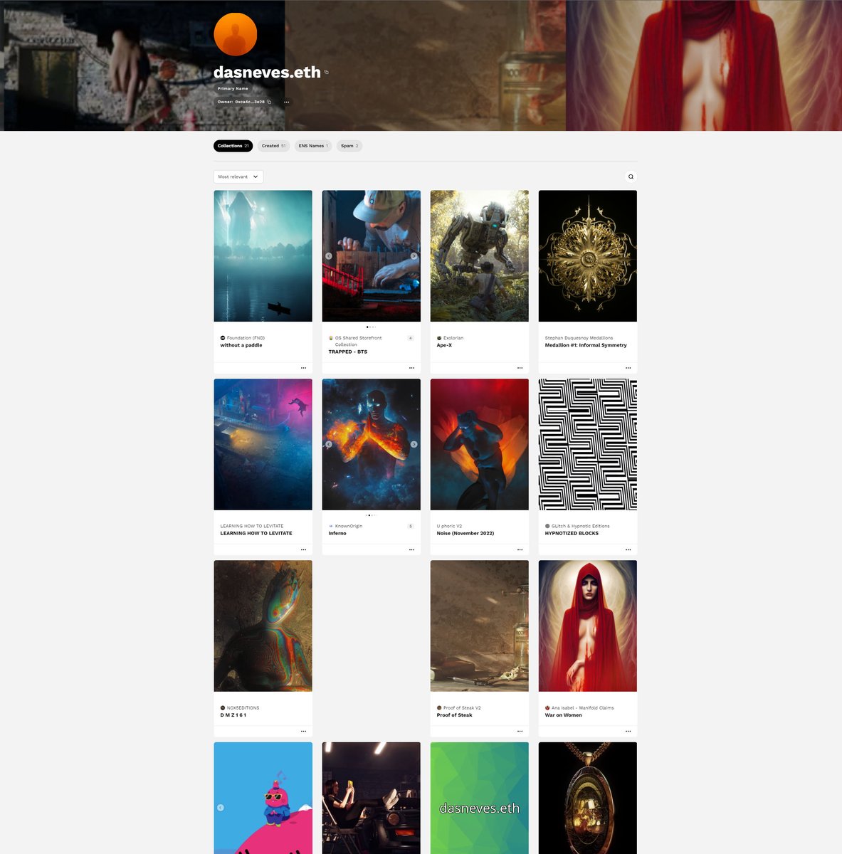 Some of my most recent picks as seen on <a href="/ethdotco/">Eth.co</a> .

Learning how to levitate - <a href="/random_freaks/">RANDOM FREAKS</a> 
Ape-X - <a href="/exolorian/">Exolorian</a> 
Inferno - <a href="/u_phoric/">U Phoric💎</a> 
Proof of steak - <a href="/DavidLisser/">David Lisser</a> 
Time to relax - <a href="/Vkr_Hvk/">VKR_HVK</a> 
Without a paddle - <a href="/blyzr1/">blyzr</a> 
Dreamer - <a href="/MarischaBecker/">Marischa Becker</a> 
D M Z 1 6 1 - <a href="/FiveTimesNo/">NoNoNoNoNo.eth 🐱💎🎨</a>