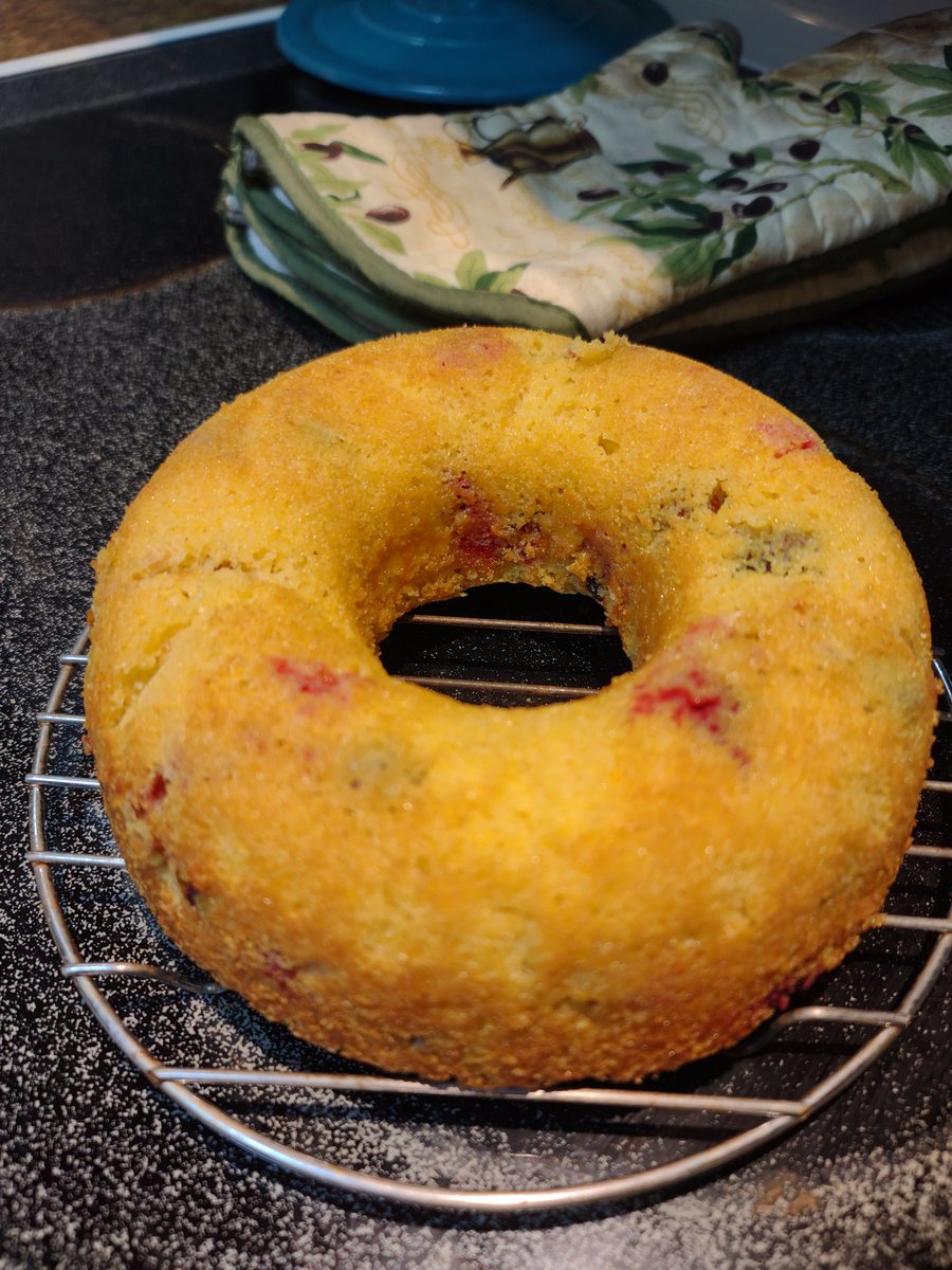 LoraHelou's tweet photo. Cranberry cornbread experiment. #cautiouslyoptimistic #tinycake https://t.co/vk7fMR9VgD