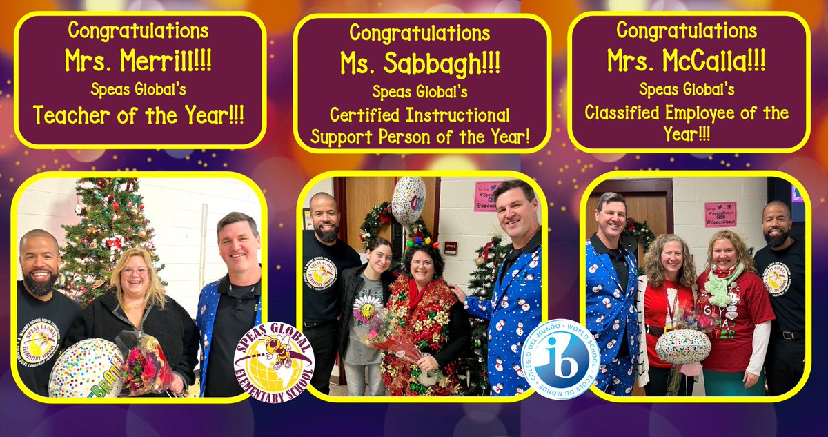 SpeasGlobal's tweet photo. Congrats to #TeacherOfTheYear, Mrs. Merrill, who teaches #SpeasG1. Congrats to #CertifiedInstructionalSupportPersonOfTheYear, Ms. Sabbagh, MTSS Coord. Congrats to #ClassifiedEmployeeOfTheYear, Mrs. McCalla, Testing Coord &amp; Media Assist! @wsfcs #CoreAwards https://t.co/RaEWrtmv0I https://t.co/YrQY7o06XF